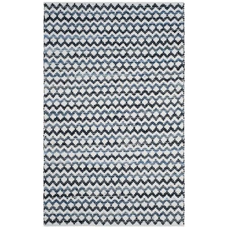 Safavieh Montauk Medium Rectangle Area Rug Ivory Blue & Black - 5 x 8 ft. MTK120A-5